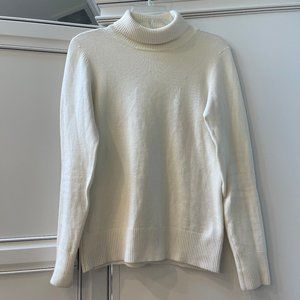 French Connection Long Sleeve Baby Soft Cream Fitted Turtleneck Sweater, M